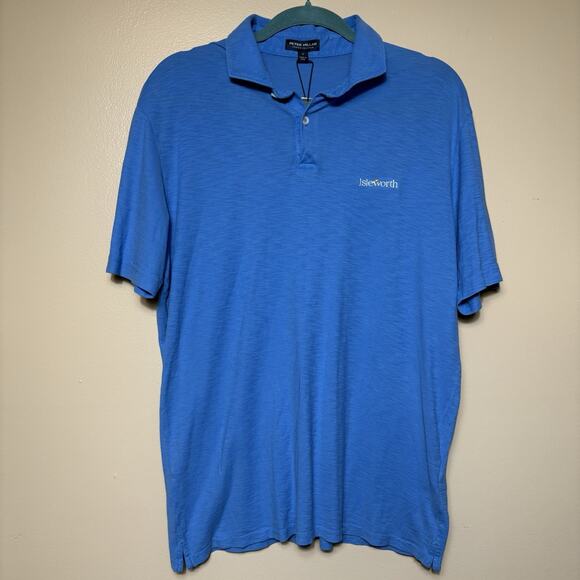 Peter Millar Mens Journeyman Polo Pima Cotton Short Sleeve Blue Sz M Isleworth - Picture 1 of 14